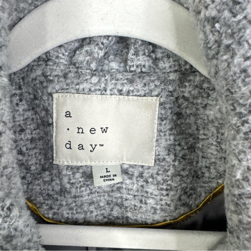 A New Day Collared Button-up Pocketed Double-Breasted Overcoat gray Women’s L - Picture 2 of 4